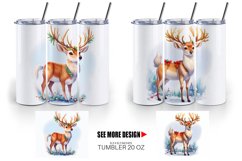 Watercolor Reindeer Christmas | Tumbler Sublimation Wrap Product Image 3