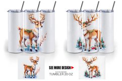 Watercolor Reindeer Christmas | Tumbler Sublimation Wrap Product Image 5