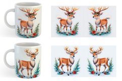 Watercolor Reindeer Christmas | Mug sublimation design Product Image 5