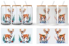 Watercolor Reindeer Christmas Glass Can Wraps Product Image 5