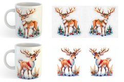 Watercolor Reindeer Christmas | Mug sublimation design Product Image 6