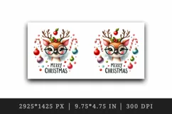 Watercolor reindeer glasses baubles candy canes Merry Christmas quote print 20 oz tumbler skinny mug wrap clipart t-shirt sublimation printable design