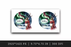 Watercolor reindeer Northern Lights night sky Merry Christmas quote print 20 oz tumbler skinny mug wrap clipart t-shirt sublimation printable design