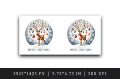 Watercolor reindeer ornaments antlers Merry Christmas greeting quote print 20 oz tumbler skinny mug wrap clipart t-shirt sublimation printable design