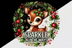 Watercolor reindeer Sparkle All the Way Christmas quote New Year winter print tumbler skinny mug wrap clipart t-shirt sublimation printable design png
