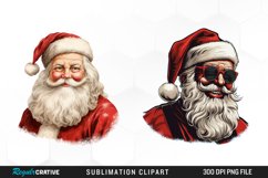 Watercolor Retro Santa Claus PNG Set Clipart Product Image 1
