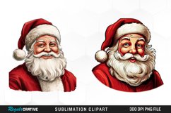 Watercolor Retro Santa Claus PNG Set Clipart Product Image 1