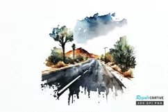 Watercolor Road Street Highway PNG Clipart Product Image 1