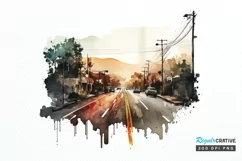 Watercolor Road Street Highway PNG Clipart Product Image 1