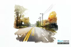 Watercolor Road Street Highway PNG Clipart Product Image 1