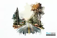 Watercolor Road Street Highway PNG Clipart Product Image 1