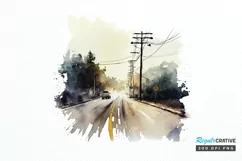 Watercolor Road Street Highway PNG Clipart Product Image 1