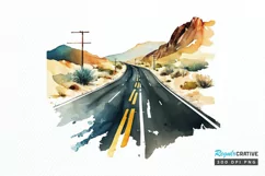 Watercolor Road Street Highway PNG Clipart Product Image 1