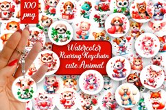 Bundle Keychain Sublimation round Keychain cute Baby animals Product Image 1