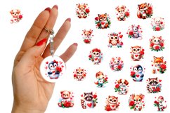 Bundle Keychain Sublimation round Keychain cute Baby animals Product Image 7