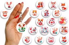 Bundle Keychain Sublimation round Keychain cute Baby animals Product Image 8