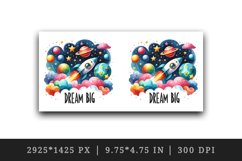 Watercolor rocket colorful planets stars Big Dream motivational quote print 20 oz tumbler skinny mug wrap clipart t-shirt sublimation printable design