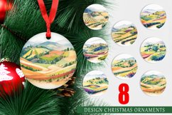 Christmas Ornaments Watercolor Rolling Hills Landscapes Product Image 1