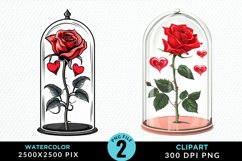 Watercolor Romantic Roses Graphics Clipart Product Image 1