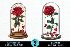 Watercolor Romantic Roses Artwork Clipart Product Image 1