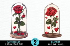 Watercolor Romantic Roses Graphics Clipart Product Image 1
