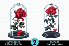 Watercolor Romantic Roses Graphics Clipart Product Image 1