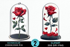 Watercolor Romantic Roses Artwork Clipart Product Image 1