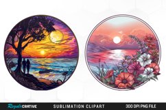 Watercolor Romantic Sunset Sublimation Clipart Product Image 1