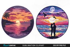 Watercolor Romantic Sunset Sublimation Clipart Product Image 1