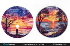 Watercolor Romantic Sunset Sublimation Clipart Product Image 1