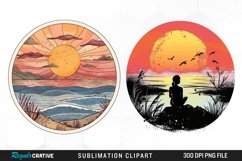 Watercolor Romantic Sunset Sublimation Clipart Product Image 1