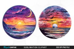 Watercolor Romantic Sunset Sublimation Clipart Product Image 1