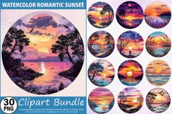 Watercolor Romantic Sunset Clipart Bundle Product Image 1