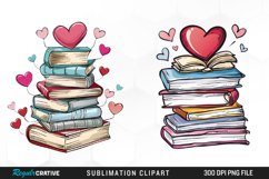 Watercolor Romantic Valentines Books Clipart Bundle Product Image 3