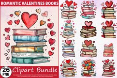 Watercolor Romantic Valentines Books Clipart Bundle Product Image 1