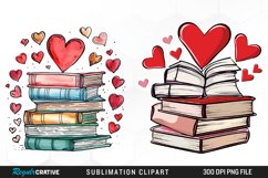 Watercolor Romantic Valentines Books Clipart Bundle Product Image 4
