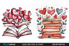 Watercolor Romantic Valentines Books Clipart Bundle Product Image 2