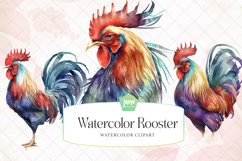 Rooster Watercolor Sublimation Clipart Product Image 1