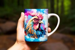 Watercolor Rooster Clipart Mug Wrap Sublimation Background Product Image 2