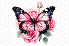 Watercolor Rose and Butterfly Clipart