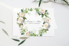 Watercolor rose and eucalyptus wreath