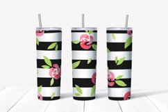 Rose Black Lines Seamless Skinny Tumbler Sublimation Wrap Product Image 2