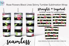 Rose Black Lines Seamless Skinny Tumbler Sublimation Wrap Product Image 1