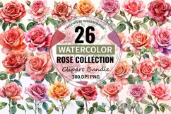 Watercolor Rose Flower Clipart Bundle Product Image 1