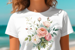 Romantic and Feminine Watercolor rose bouquet clipart set Product Image 5