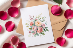 Romantic and Feminine Watercolor rose bouquet clipart set Product Image 6