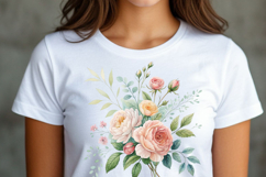 Romantic and Feminine Watercolor rose bouquet clipart set Product Image 7