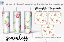 Watercolor Rose Seamless Skinny Tumbler Sublimation Wrap 20 Product Image 1