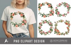 Watercolor Rose Wreath clipart Product Image 1