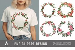 Watercolor Rose Wreath clipart Product Image 1